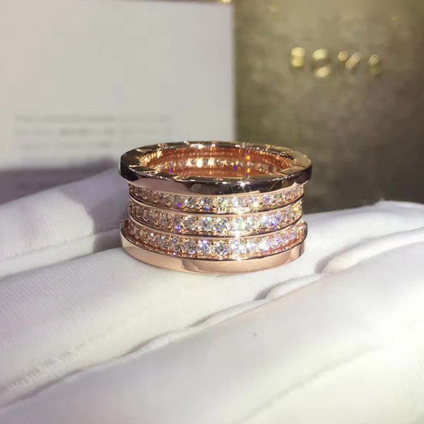 Cheap wholesale jewelry ring spring full grain drill and diamond ring 18K rose gold thread with diamond ring couple