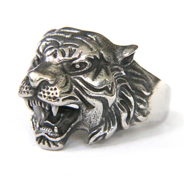 1pc Support Drop Ship Animal Tiger King Ring 316L Stainless Steel Jewelry Band Party Cool Men Boys Tiger Head Ring