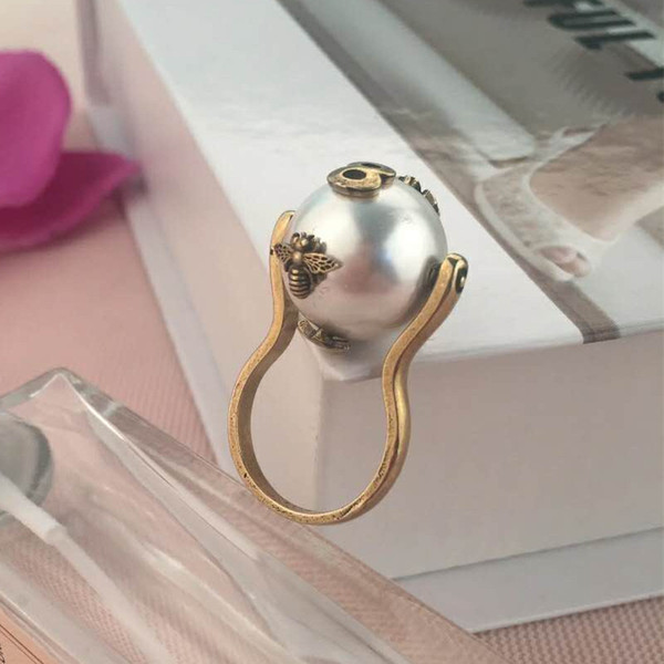 Fashion Women Ring Gold Plated Pearl Star Bee Ring for Girls Women for Party Wedding Nice Gift for Girl Friend