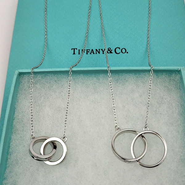 2019 new luxury designer jewelry women Tiffany925 Necklace  1837 Double Ring Silver Double Ring Pendant Christmas Gift for Men and Women