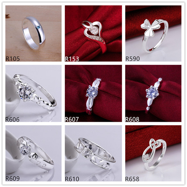 10 pieces diffrent style women's sterling silver rings DFMR9,wholesale high grade fashion gemstone 925 silver ring factory direct sale