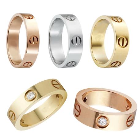 316L stainless steel classic luxury fashion couple ring size 6 to10 3 color gold and silver rose men and women jewelry rings no original box