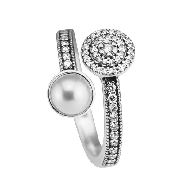 Compatible with Pandora jewelry ring silver Luminous Glow rings White Crystal Pearl 100% 925 sterling silver jewelry wholesale DIY For Women