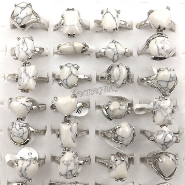 Free Shipping Natural White Turquoise Rings Women's Ring For Promotion 50pcs Wholesale