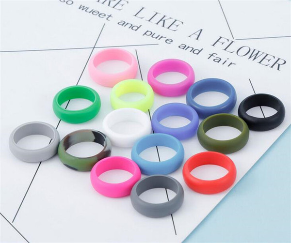 Outdoors colorful Silicone Ring Unisex Flexible Hypoallergenic Rubber Silicone O-Rings Wedding Sports Band Rings R293