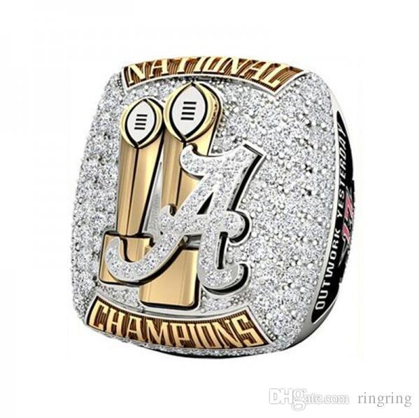 The Newest 2017 2018 Alabama Crimson Tide NCAA Championship ring Fan Gift wholesale Drop Shipping