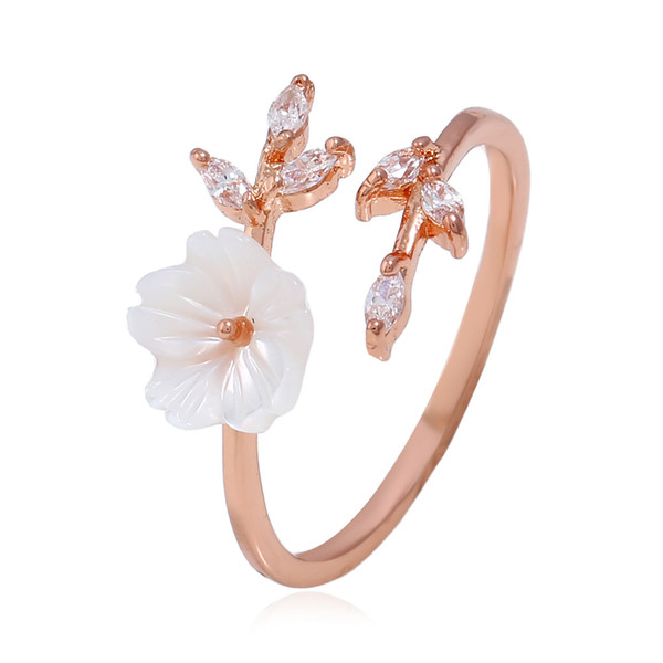 Flowers engaged Fashion Exquisite Women 925 Silver Ring Creative Ladies Zircon Ring Roses Shaped Open Branch Ring Jewelry