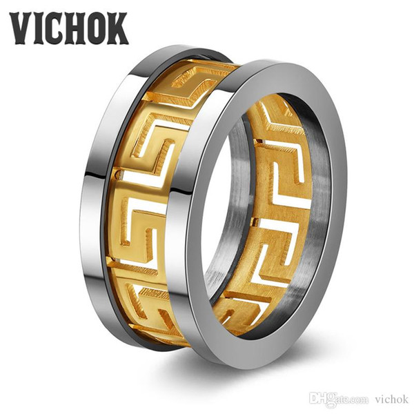 never fading 10mm hollow Rings for Women men band Ring 316L stainless steel steel/gold/black Color Anel Aneis Masculinos with box VICHOK