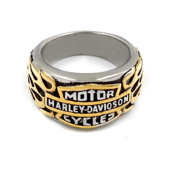 European and American Fashong ring women&men stainless steel nener fade gold/silver color to choose Harley Biker jewelry ring Size 7-13