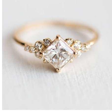 ROMAD Geometric Square CZ Rings for Women Wedding Gold Color Rhinestone Female Finger Rings for ladys Charm Jewelry anillos R4