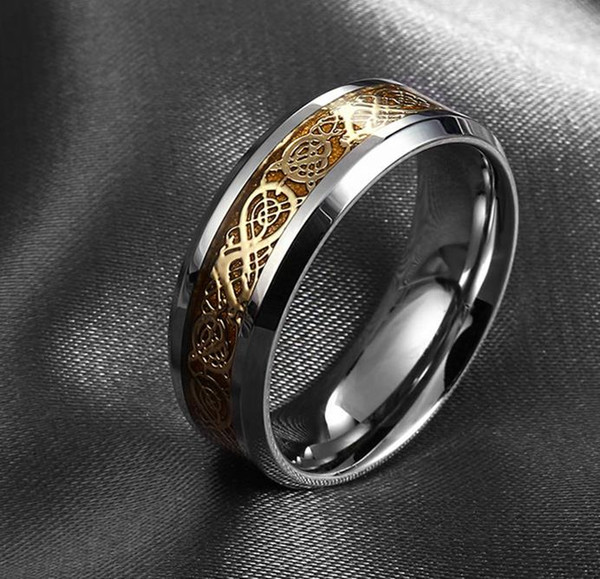 fashion valentine's day Fine jewelry Dragon 316L stainless steel Ring high quality Mens Jewelry Wedding Band male ring for lovers