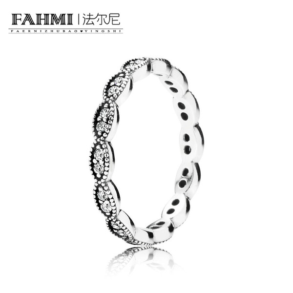 FAHMI 100% 925 Sterling Silver Authentic Classic 190923CZ SPARKLING LEAVES Glamour Vintage Women Ring Jewelry