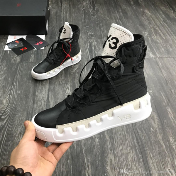 Kanye West Y-3 NOCI0003 Red White Black High-Top Men Sneakers Waterproof Genuine Leather Luxury Brand Designer Y3 Casual Shoes Boots