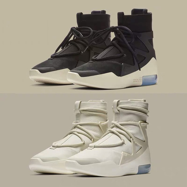 2018 Release Air Fear of God 1 Man Shoes FOG Boots Light Bone Black Sail Basketball Shoes Man Sports Zoom Sneakers AR4237-002