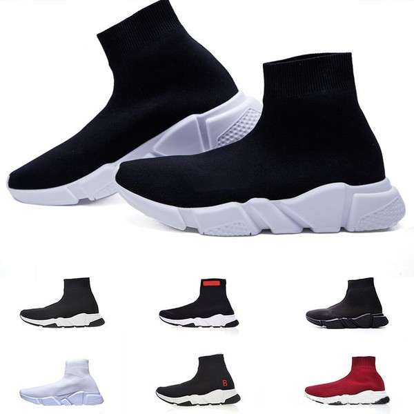 2019 Sock Shoes Triple S Sneakers Speed Flat Fashion Women Mens Black Red paris Casual Socks Zapatillas boots 36-45