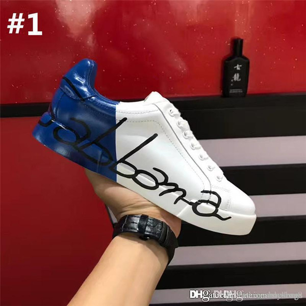 High Quality DOLCE & GABBANA D.G LEATHER TRAINERS SNEAKERS portofino red PORTOFINO WHITE Boost Sneakers Running Shoes With Original Box