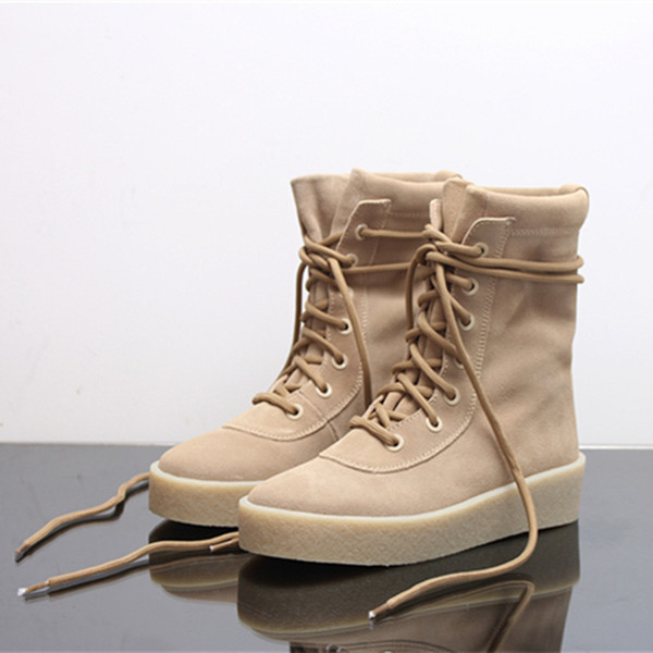 Hot Sale Luxury Designer Brand Cheasle Boots Kanye West Military Crepe Boots Suede Leather Owen Season 2 Shoes Riding Boots men