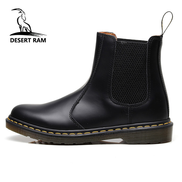 DESERT RAM Brand Men's Boots Big Size 35~45 Leather Winter Warm Doc Martens Shoes Motorcycle Mens Ankle Boot Unisex  Boot