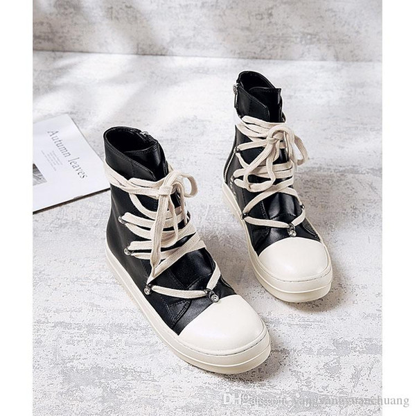 2018 NEW Owens Gaobang shoes men and women 2018 canvas shoes new hip-hop tide high-top wild casual leather man women's Tennis shoes Boots