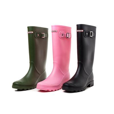 Winter Rain Boots Women Fetish High Heels Boots Women Knee-high Slip-on Waterproof Low Solid Mujer Rain Boots