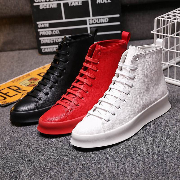 ERRFC 2018 Winter New Mens Red Ankle Boots Round Toe Lace Up Flat Platform Man Trending Leisure Shoes Younger Casual Shoes 38-44