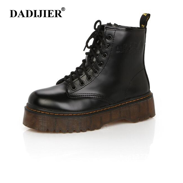 Fashion Women Boots Spring Autumn Motorcycle Ankle Platform Boots Ladies Black PU Leather Shoes Women Martin ST331