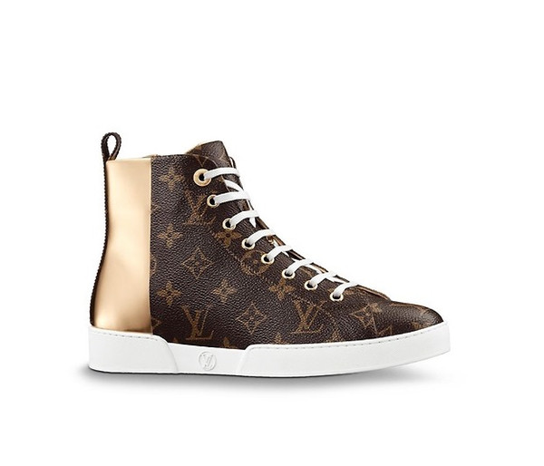 Stellar Sneaker Boot Classic High Top Sneaker Canvas Sneakers calf leather and a side zip for easy fitting boots for women designer shoes