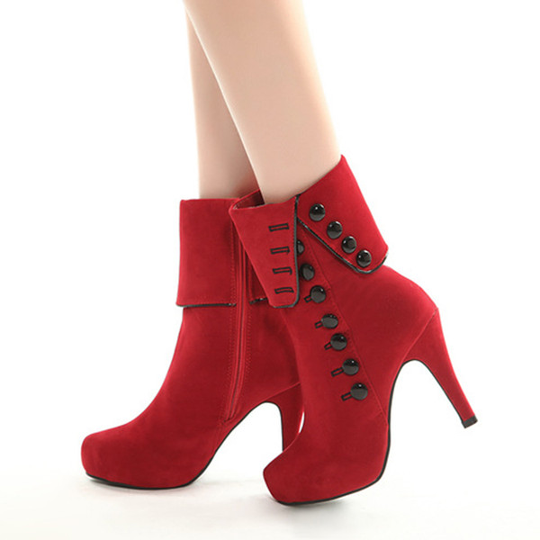 Winter and ankle boots ladies high-heeled Australian Martin boots brand designer suede red black zipper boots fashion 2019 classic US4-12