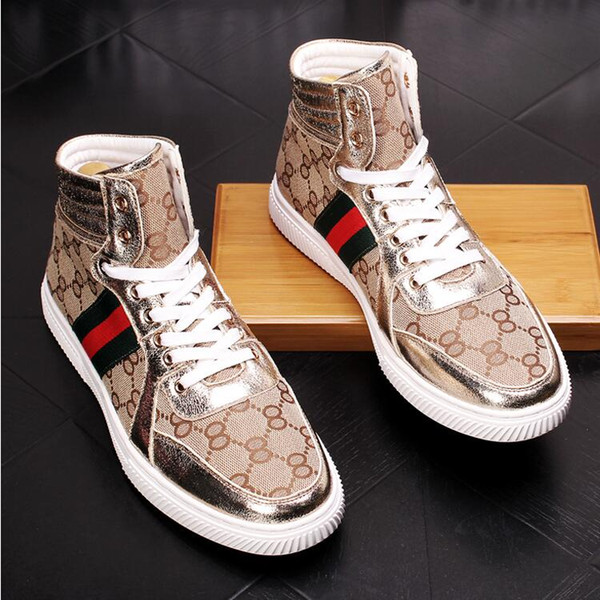 2019 Brand Spring Fashion Boots Man High Top Men Lace Up Casual Shoe Luxury Designer Flat Walking Dress Party Wedding Shoes U12