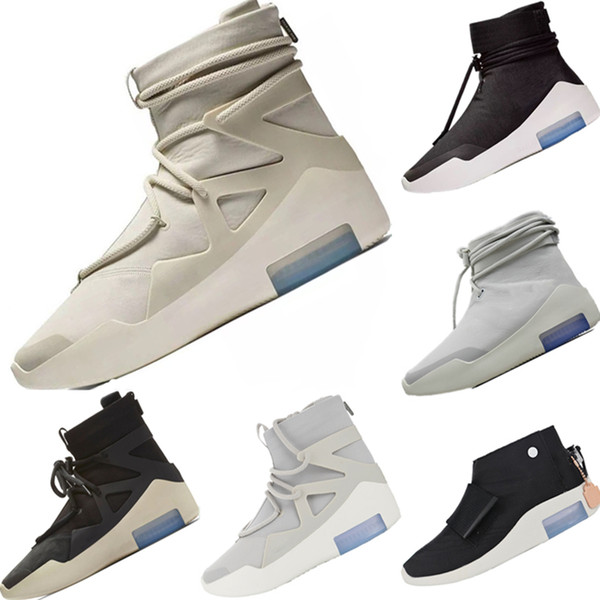 2019 Fear Of God 1 Leather and Mesh High Top Sports Boots Fear of God 1 EVA Built in AirCushion Cushioning Outdoors Boots