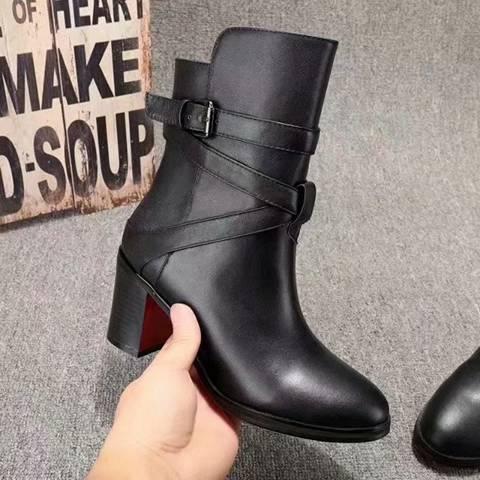 Fashion Design Luxury Brand Women Ankle Boots Red Bottom Sexy Chunky Heel Black Sheepskin Buckle Knight Martin Party Dress Shoes size 35-41