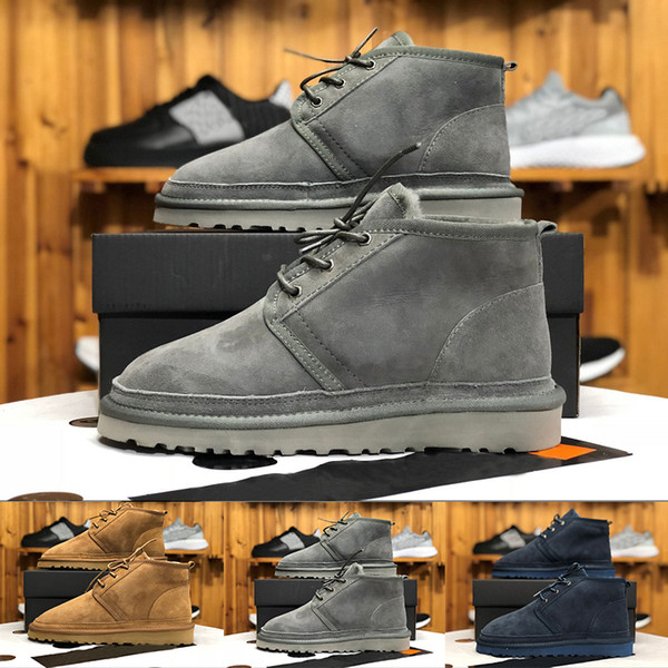 (WITH BOX) Top MEN BOOTS NEUMEL SUEDE Winter boots wool shoe men's classic boots Newm series straps casual warm mini boot SIZE 40-45