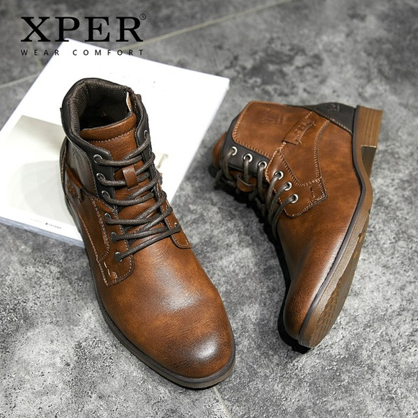 XPER 2019 Spring New Arrivals Fashion Ankle Boots Men Upgrade Motorcycle Boots Wear Comfort Light Winter Shoes Army #XHY12504LG