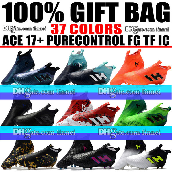 Laceless ACE 17 Purecontrol Messi Soccer Boots High Ankle ACE 17.1 Tango Pure Control Football Shoes Indoor IC TF Soccer Cleats Turf Socks