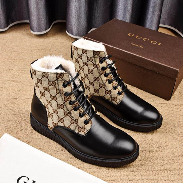 Italy New 20l8 Mens Shoes Sports with Origin Box Genuine Leather Lace Up Design Plus Velvet Style Winter Shoes Waterproof Men Sneakers Sale