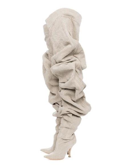 Top New Brand 2018 Fashion Women Solid Gray Brown Stiletto Heel Zip Side Over The Knee Thigh Irregular Super Long Boots Lady