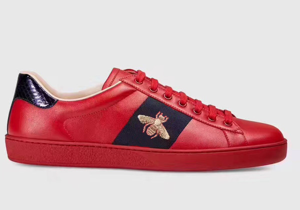 2019 New Arrival Fashion Men Women Casual Shoes Luxury Designer Sneakers Shoes Top Quality Genuine Leather Bee Embroidered