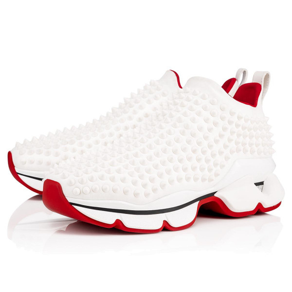 New Arrival Krystal Spike Sock Donna Flat Sneakers Designer Luxury Mens Red Bottoms Shoes Womens Rivet Spiky Sock Junior Spikes Flat Shoes