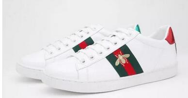 Free shpping Ace embroidery bee women small white shoes Fall fashion flat casual shoes sneakers For men women zapatos walking shoes GG