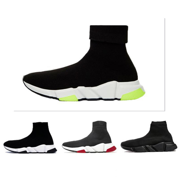 2019 Designer Shoes Speed Trainer Oreo Triple Black Green Flat Luxury Fashion Socks Boot Designer Men Women Sneakers With Box Dust Bag
