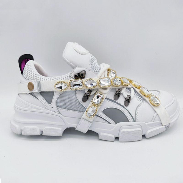 Newest Flashtrek Sneaker with Removable Crystals Mens Luxury Designer Shoes Casual Fashion Luxury Designer Womens Shoes Sneakers Size 35-45