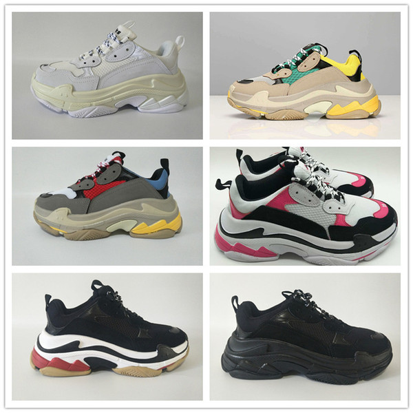 2018 Fashion Paris 17FW Triple-S Sneakers Triple S Casual Dad Shoes designer Mens Womens Beige Black Sports Chaussures