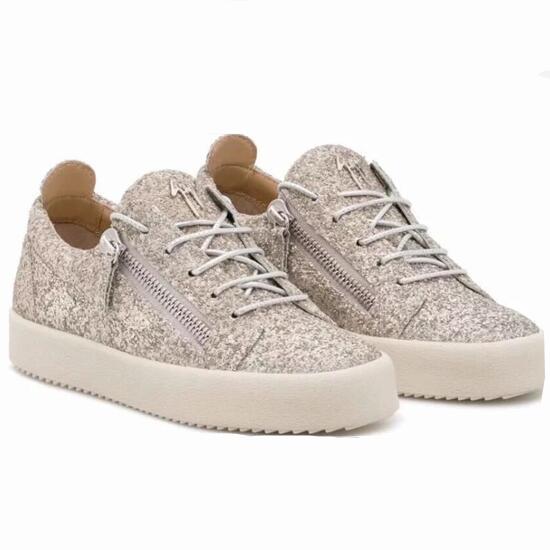 Italy famous brand Zanotti Double Zip Sequin Leather Men'S Sneakers Luxury Brand Women Sequins Running Shoes Outlook Couple Wedding Shoes