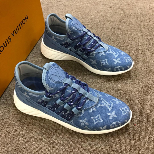 Fastlane Sneaker Denim Monogram Luxury Brand Mans Lace Up Sneakers Fashion Mens Trainers Designer Outdoor Casual Mountain Climbing Shoes