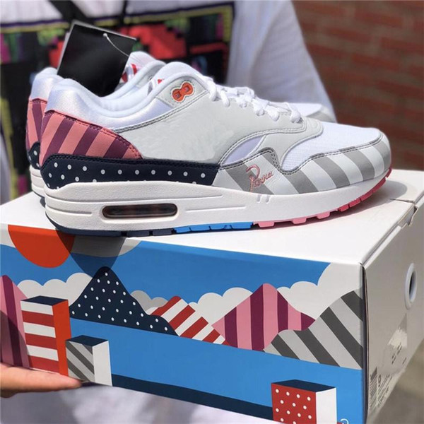 DLX ATMOS 1 87 Parra Sean wotherspoon Air Blue Mens casual Shoes Animal Pack 1s 87s Leopard Classic Athletic Women Sneakers Trainers