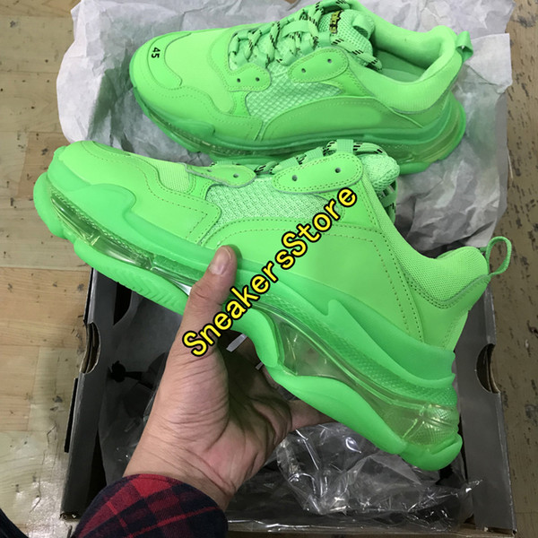 2019 Fashion Dark Green Triple S Dad Shoes Best Quality Triple-S Casual Shoes Trainer zapatos Beige Black Men Women Casual Shoes Sport 35-45