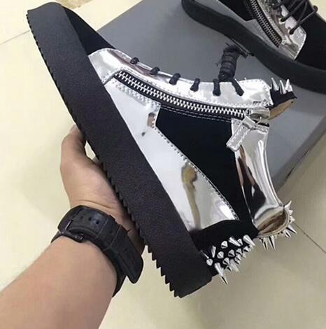 Dust bag original box ,2019 New Designer Brand high Top zanotti Casual Shoes,Men Women's Genuine Leather Autumn Spring Flats 35-47