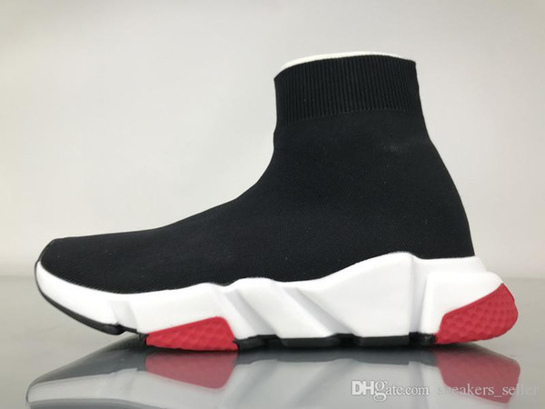 2018 Luxury Brand Designer Shoes Speed Trainer Black Red Mr Porter Triple Black Flat Fashion Socks Boots Sneaker Speed Trainer Runner