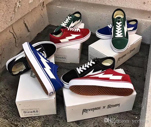 2018 New Revenge X Storm Old Skool Womens Men Low Cut Canvas Designer Sneakers Skateboard Yellow Red Blue White Black Casual Shoes