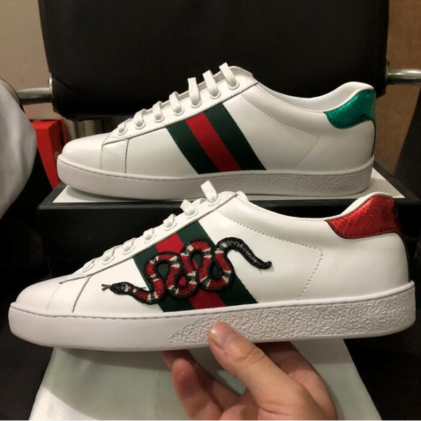 New Designer shoes ACE Luxury embroidered white tiger bee snake shoes Genuine Leather Designer Sneaker Mens Women Casual Shoes size 35-46